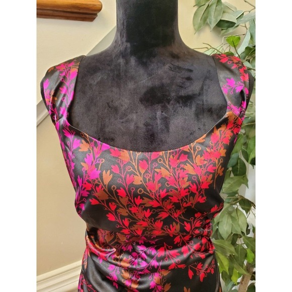 London Style Women Floral Polyester Square Neck Sleeveless Knee Length Dress 12 - Picture 2 of 14